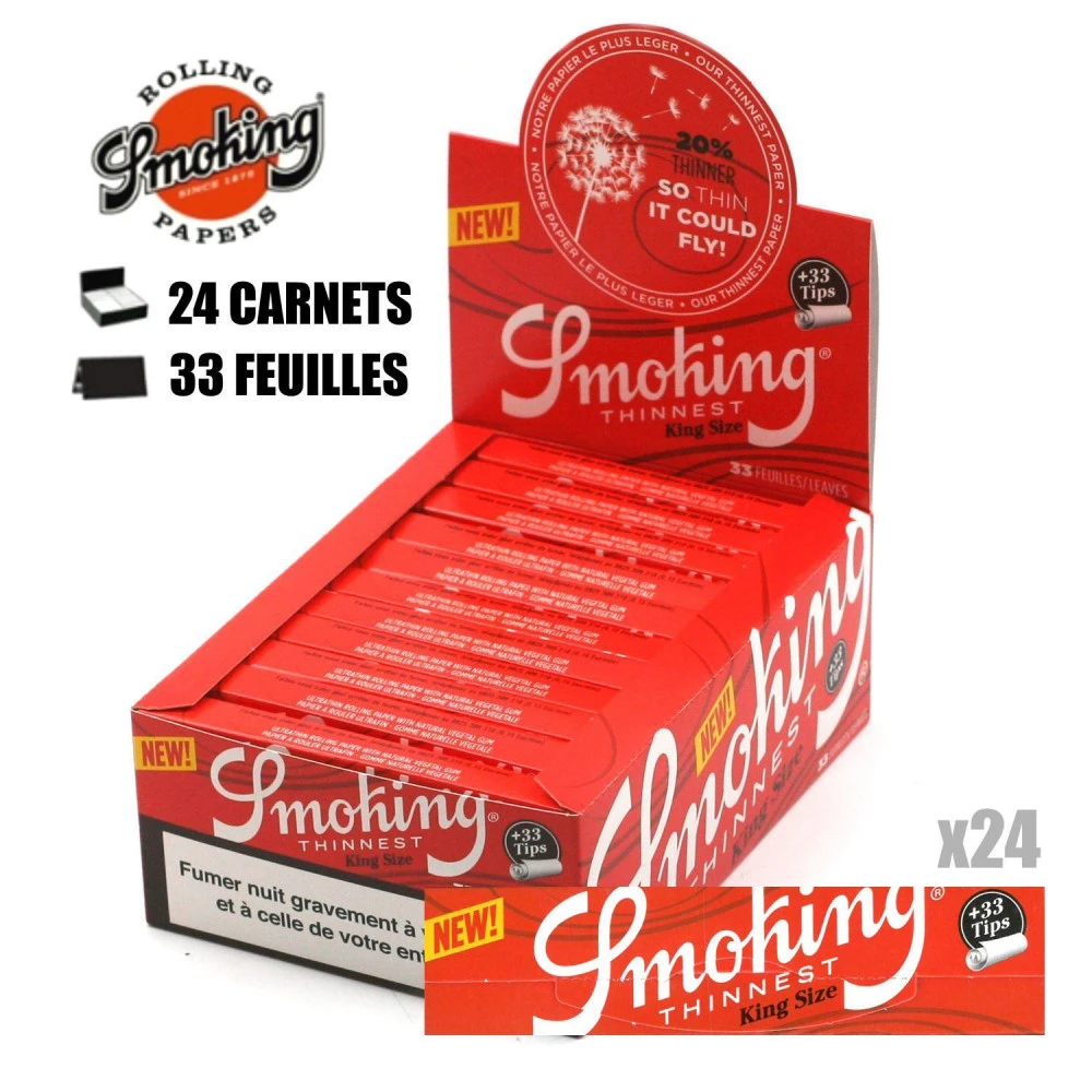 Boite De 24 Carnets De Feuilles Slim + Filtres Cartons Smoking Thinnest 3 Boite De 24 Carnets De Feuilles Slim + Filtres Cartons Smoking Thinnest