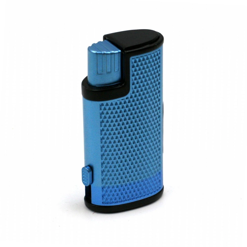 Briquet Turbo Métal Avec Perce Cigare Intégrer - Bleu 4 Briquet Turbo Métal Avec Perce Cigare Intégrer - Bleu – Image 2