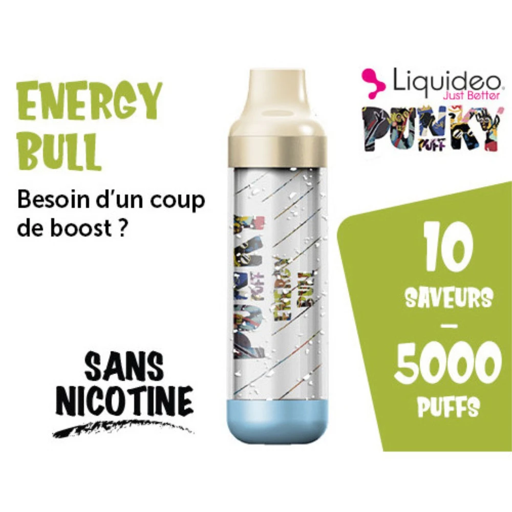 E-Cigarette Jetable 5000 Puffs Punky Puff - Energy Bull Sans Nicotine Ni Tabac 4 E-Cigarette Jetable 5000 Puffs Punky Puff - Energy Bull Sans Nicotine Ni Tabac – Image 2