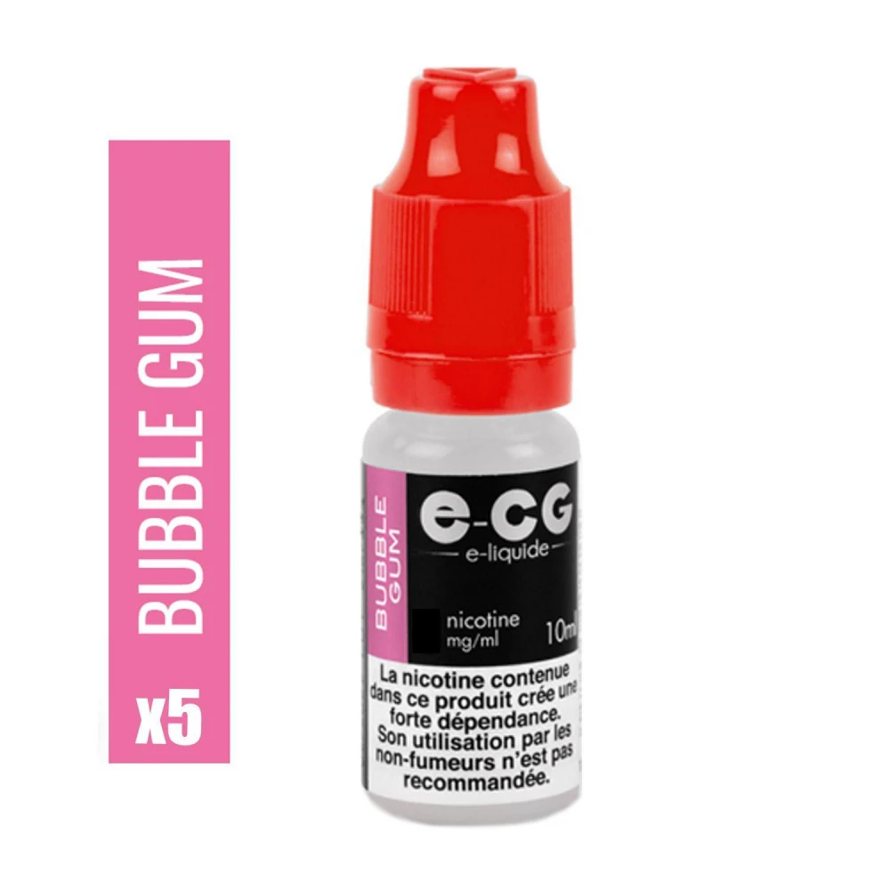 Lot De 5 Flacons E-CG - Goût Bubble Gum 0 Mg/ml 3 Lot De 5 Flacons E-CG - Goût Bubble Gum 0 Mg/ml
