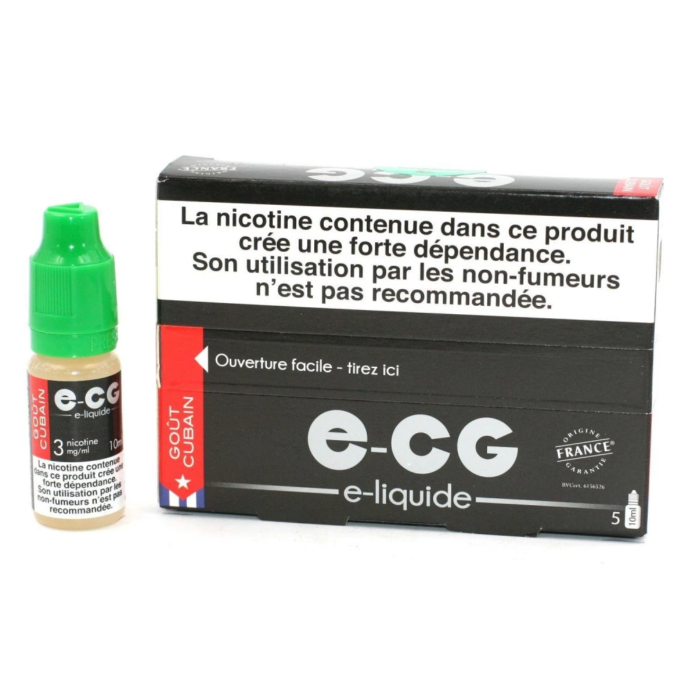 Lot De 5 Flacons E-CG - Goût Cubain 3 Mg/ml 3 Lot De 5 Flacons E-CG - Goût Cubain 3 Mg/ml