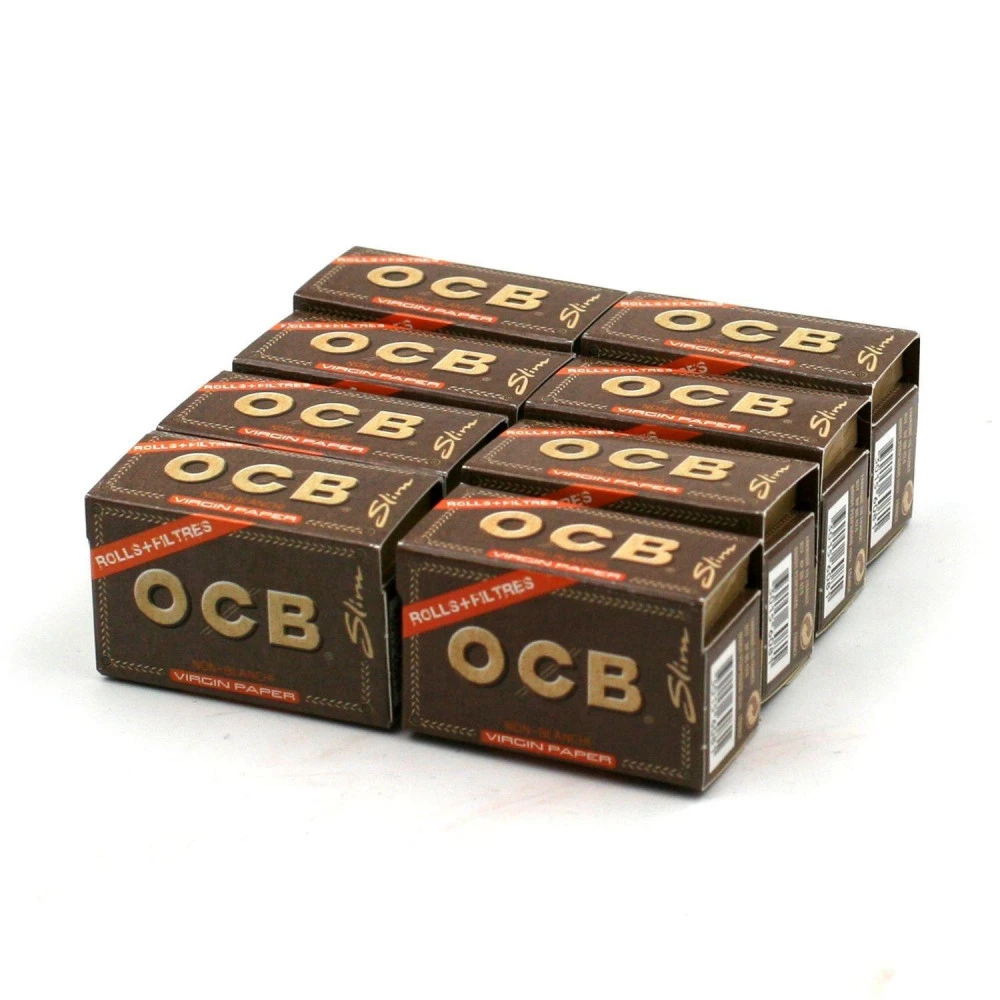 Lot De 8 Rouleaux De Feuilles Virgin Paper + Filtres (Rolls) Slim - OCB Non Blanchi 2 Lot De 8 Rouleaux De Feuilles Virgin Paper + Filtres (Rolls) Slim - OCB Non Blanchi
